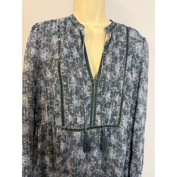 Lucky Brand Floral Long Sleeve Midi Dress Boho Blue Floral Women's  Size XL - Picture 7 of 15